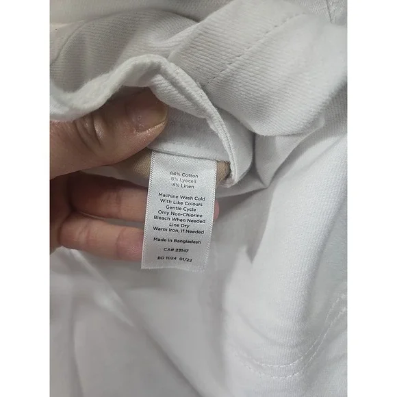 Talbots White Linen Blend Shorts Womens 16 Rolled Cuff Stretch Beach Causal - Picture 3 of 8